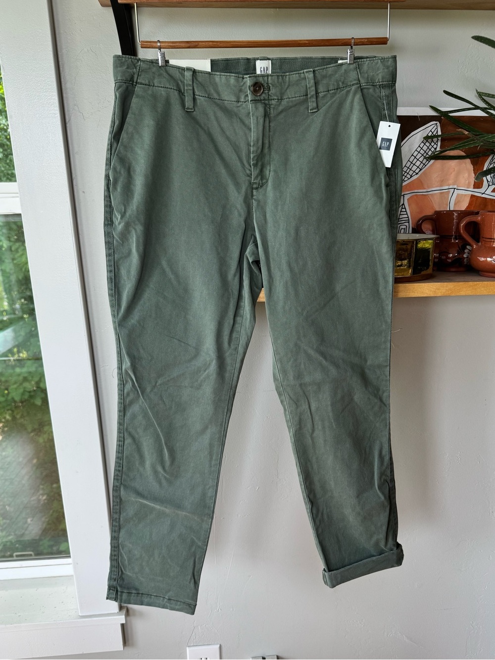 GAP Sage Green Girlfriend Chino Khakis Cotton Pants Size 6 New - Picture 3 of 13
